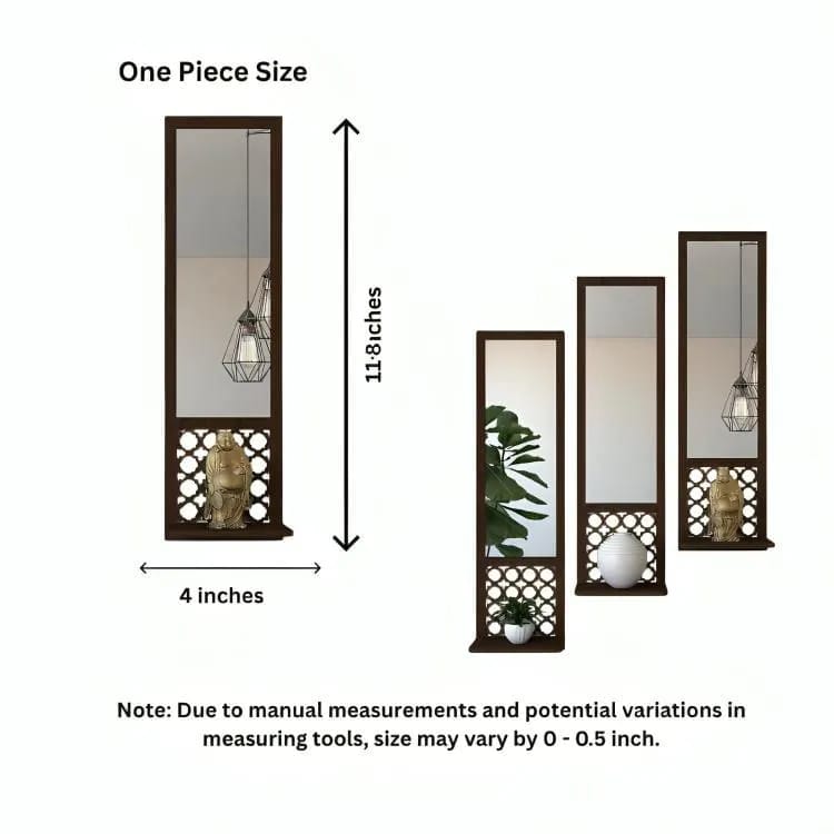3-Piece Decorative Wall Mirror Set with Shelves – Modern Home Décor